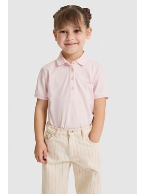U.S. Polo Assn. Kız Çocuk Polo Yaka Açık Pembe Basic Tişört 50328218-VR078