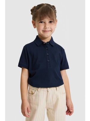 U.S. Polo Assn. Kız Çocuk Polo Yaka Lacivert Basic Tişört 50328218-VR033