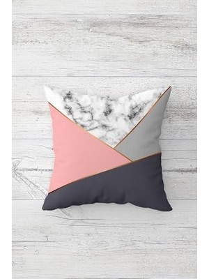 Canarino Pelangi Geometrik Üçgen Desenli Gizli Fermuarlı Kırlent Kılıfı Koltuk Yastık Kılıfı TAKIM(4ADET), Beyaz-Pembe 45 x 45
