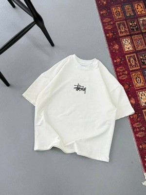 Marsilyan- Erkek Baskılı Oversize T-Shirt - Beyaz