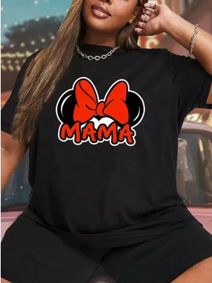 Marsilyan- Anneler Günü Baskılı T-Shirt - Siyah