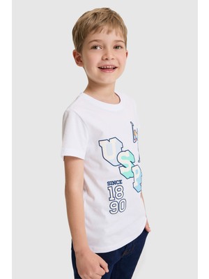 U.S. Polo Assn. Erkek Çocuk Beyaz Bisiklet Yaka Tişört 50327027-VR013