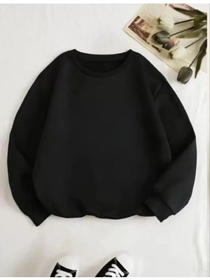 Marsilyan- Üç Iplik Biskilet Yaka Basic Sweatshirt - Siyah