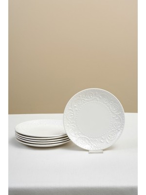 UltraMint 6 Parça Porselen Kek ve Pasta Takımı, 21 Cm, Şık ve Zarif Tasarım