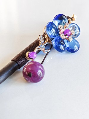 Moncuk Design Renkli Floral Detaylı Kokonat Saç Topuz Çubuğu