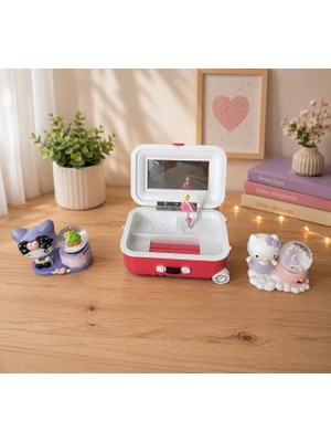 Ayder Online Satış Çocuk Odası Için Kromi ve Hello Kitty Mini Kar Küreli Müzikli Mücevher Kutusu