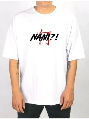 Marsilyan- Unisex Bisiklet Yaka Baskılı Oversize T-Shirt - Beyaz