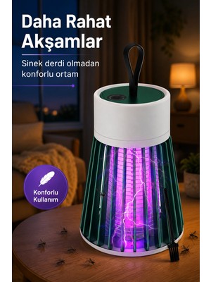 Burada Bulabilirsin Taşınabilir Mor Işıklı Sineksavar Lamba Koruyucu Gövdeli Pratik Kullanım Cihazı