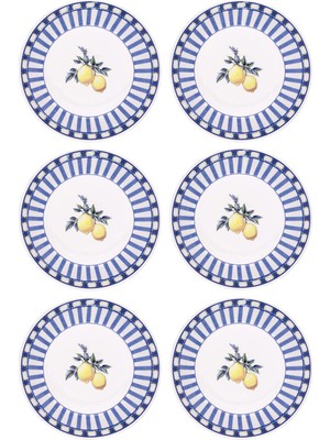 UltraMint Limon Desenli 20 cm Yemek Tabağı 6'lı Set, Şık ve Dayanıklı Tasarım