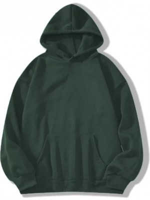 Marsilyan- Erkek Düz Kapüşonlu Sweat - Koyu Yeşil