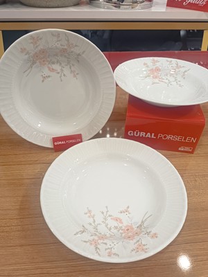 UltraMint 1208 Çiçek Desenli 22 cm Yemek Tabağı Seti - 12 Adet