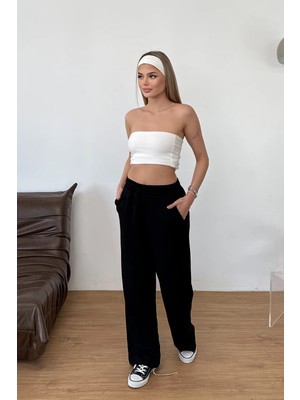 Giysa Kadın Beli Ayarlanabilir Çift Cepli Eşofman Altı Siyah - MS0001418