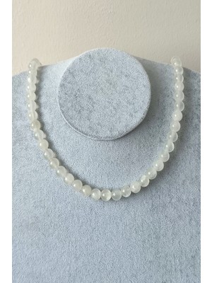 c-bhadu naturel 6 mm Selenit Doğaltaş Kolye