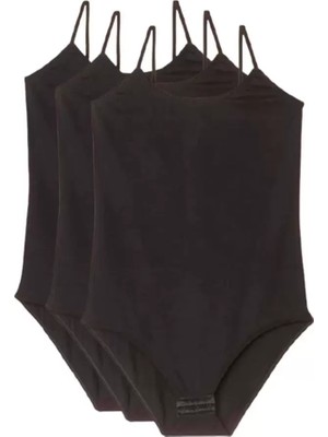 Marsilyan 3 Adet Ip Askılı Kadın Çıtçıtlı Body Siyah