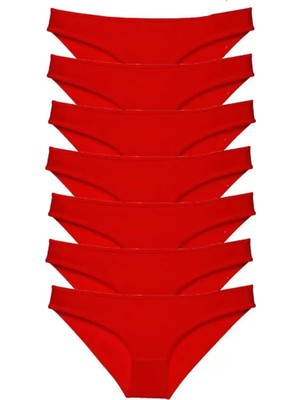 Marsilyan 7 Adet Süper Eko Set Likralı Kadın Slip Külot Kırmızı
