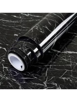 Nemere İthalat Siyah Mermer Desenli Yapışkanlı Kaplama Kağıdı 5 Metre Nemere Ithalat