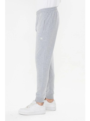 Trendhill Erkek Pamuklu Fermuarlı Cepli Eşofman Altı Gri Melanj 7819-G.M