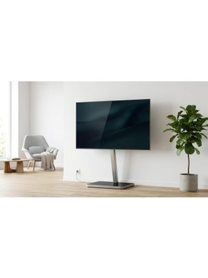 Sonorous Pl 2700-Blk-Slv Gri Alüminyum, Siyah Taban Tv Sehpası 39''- 65'' inç