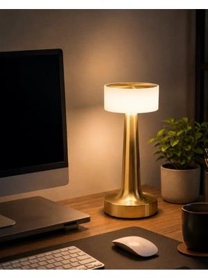 Gold Kare Mantar Masa Lambası Şarjlı Dokunmatik LED Aydınlatma Midastech