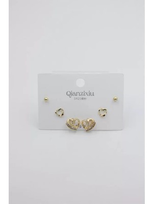 Marsilyan Çoklu Set Küpe - Altın