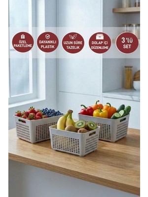 UltraMint Pratik 3'lü Mutfak, Banyo ve Dolap Içi Düzenleyici Seti