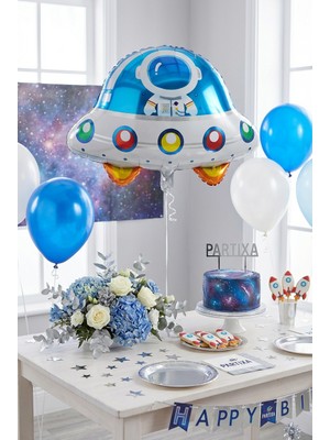 Partixa Astronotlu Ufo Uzay Gemisi Folyo Balon