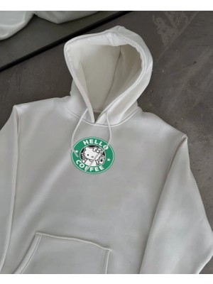 Marsilyan- Üç Iplik Penye Uzun Kol Kapşonlu Sweatshirt - Beyaz