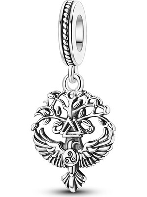 Iskandinav Viking Hayat Ağacı ve Kuşu Sallantılı Charm