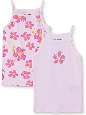 Hellobaby Kız Bebek 2li Atlet Çiçek Baskılı Bisiklet Yaka Atlet