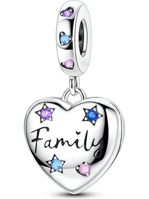 Fubena Family Yazılı Kalp Sallantılı Charm