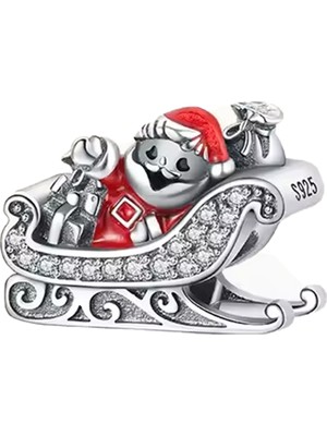 Fubena Taşlı Noel Baba Kızağı Boncuk Charm