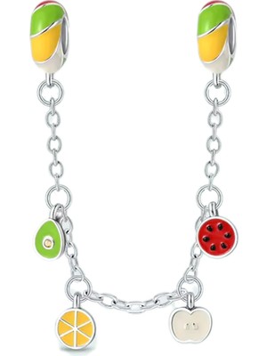Fubena Avokado, Limon, Karpuz ve Elma Zincir Sallantılı Stoperli Charm