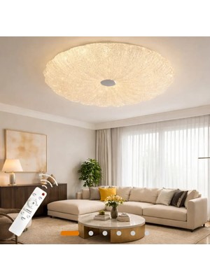 Kumandalı 50 cm Plafonyer Ledli Avize Beyaz Kasa