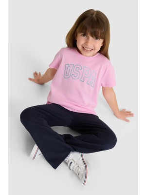 U.S. Polo Assn. Kız Çocuk Bisiklet Yaka Pembe Basic Tişört 50325631-VR041