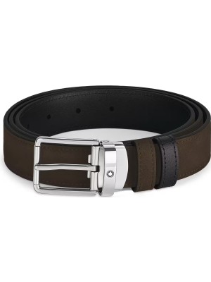Montblanc Everyday Kahverengi - Siyah 30 mm Çift Taraflı Deri Kemer 221006