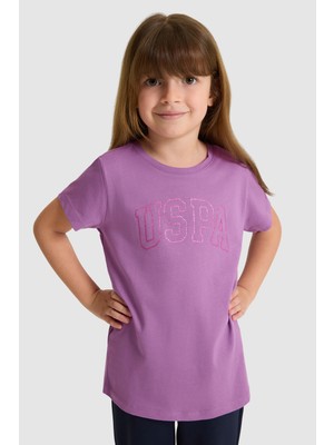 U.S. Polo Assn. Kız Çocuk Bisiklet Yaka Menekşe Basic Tişört 50325631-VR037