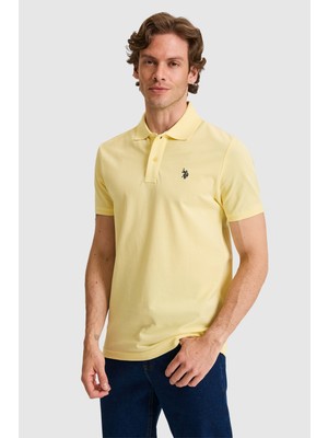 U.S. Polo Assn. Erkek Slim  Fit Polo Yaka Açık Sarı Basic Tişört 50322347-VR004
