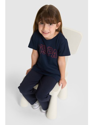 U.S. Polo Assn. Kız Çocuk Bisiklet Yaka Lacivert Basic Tişört 50325631-VR033