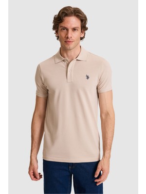 U.S. Polo Assn. Erkek Slim Fit Polo Yaka Taş Basic Tişört 50322347-VR049
