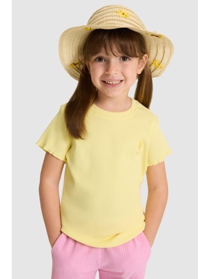 U.S. Polo Assn. Kız Çocuk Bisiklet Yaka Açık Sarı Basic Tişört 50325610-VR004