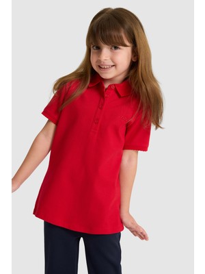 U.S. Polo Assn. Kız Çocuk Polo Yaka Kırmızı Basic Tişört 50328218-VR030