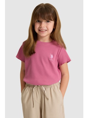 U.S. Polo Assn. Kız Çocuk Bisiklet Yaka Fuşya Basic Tişört 50325610-VR023