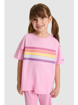 U.S. Polo Assn. Kız Çocuk Bisiklet Yaka Pembe Tişört 50325698-VR041