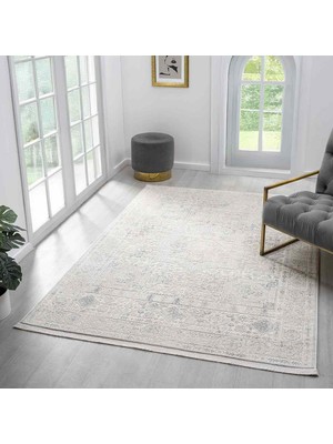 Pera Halı Minimal Krem Gri Eskitme Desenli Halı - MK12004GRS