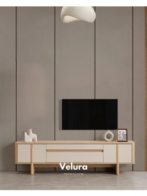 Velura Home & Living Eylül Tv Ünitesi - Naturel Meşe ve Krem (Sadece Alt Blok)