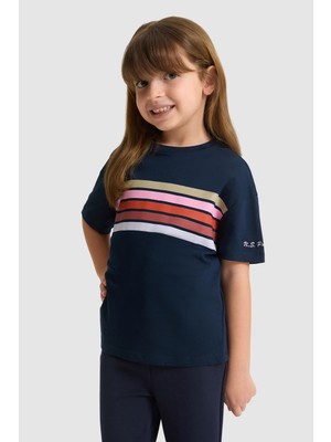 U.S. Polo Assn. Kız Çocuk Bisiklet Yaka Lacivert Tişört 50325698-VR033