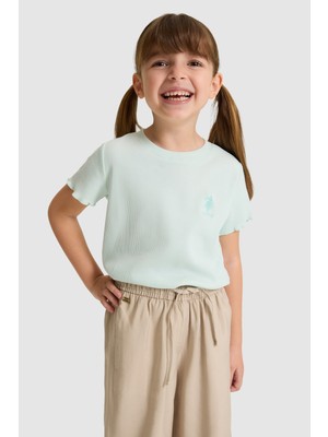 U.S. Polo Assn. Kız Çocuk Bisiklet Yaka Beyaz Tişört 50325610-VR083