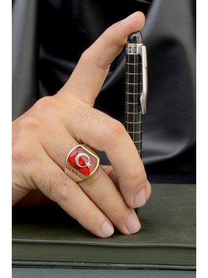 Innuendo Jewelry 925 Ayar Gümüş Türk Bayrağı Motifli Erkek Yüzük