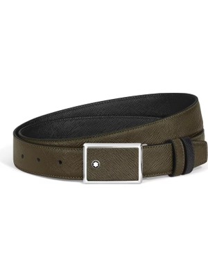 Montblanc Sartorial Kakma Plakalı Deri 30 mm Çift Taraflı Kemer 222217