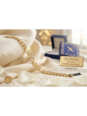 Xuping Vip Seri Zirkon Taş Detaylı 14K Altın Kaplama Lüks Zincir Bileklik
